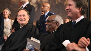 Justices Samuel Alito, Clarence Thomas, and Brett Kavanaugh at Trump's inauguration