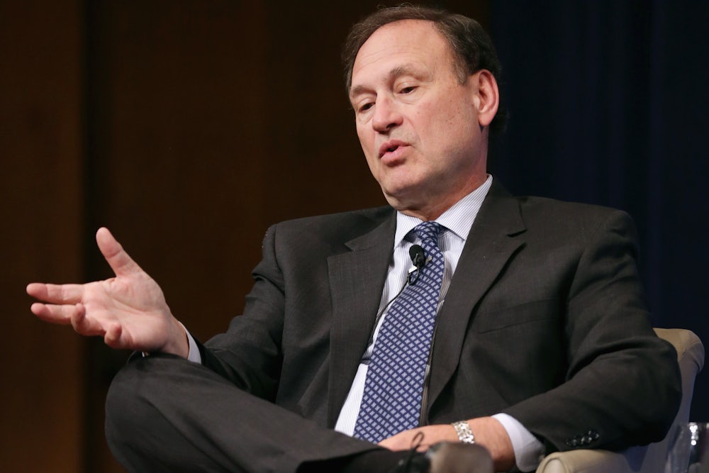 Supreme Court Associate Justice Samuel Alito speaks during the Georgetown University Law Center's third annual Dean's Lecture to the Graduating Class in the Hart Auditorium in McDonough Hall in Washington, D.C.