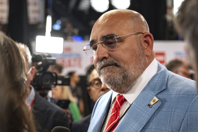 Donald Trump adviser Chris LaCivita frowns while at the Republican National Convention