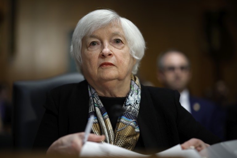 Treasury Secretary Janet Yellen seated in the Capitol