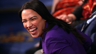 Alexandria Ocasio-Cortez smiles