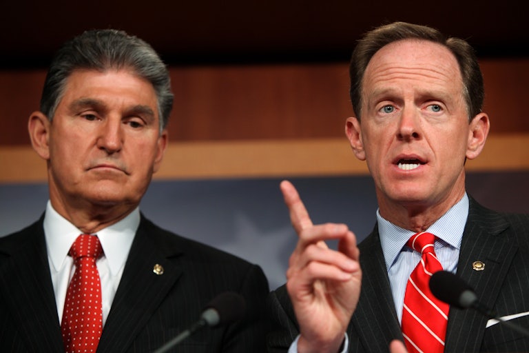 Senators Joe Manchin and Pat Toomey discuss gun control legislation.