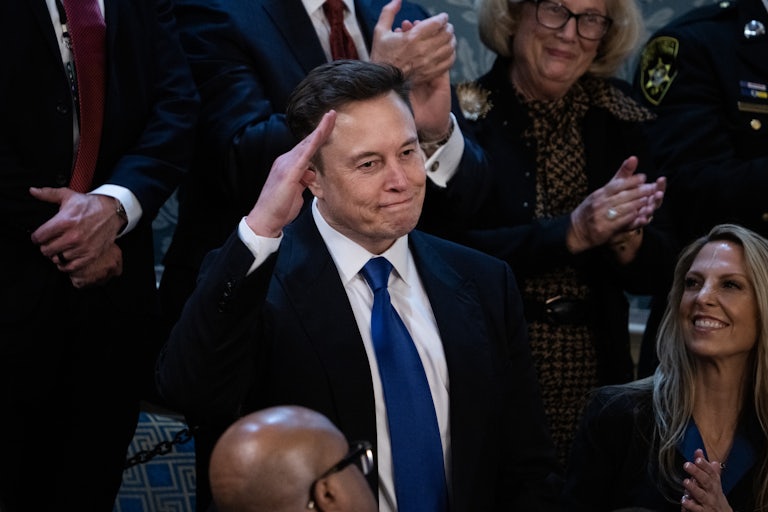 Elon Musk salutes during Donald Trump’s address to a joint session of Congress