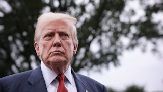 Donald Trump looks off to the side