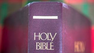 The cover of a Bible