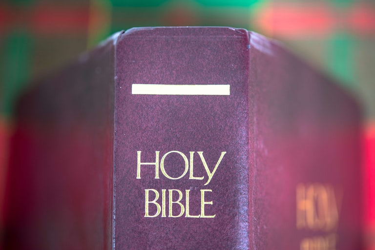 The cover of a Bible
