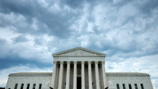 WASHINGTON, D.C. - JUNE 18: Rain clouds roll over the United States Supreme Court building on June 18, 2026 in Washington, D.C.