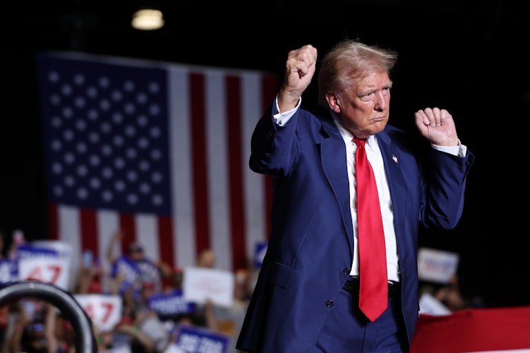 Donald Trump dances during a campaign event