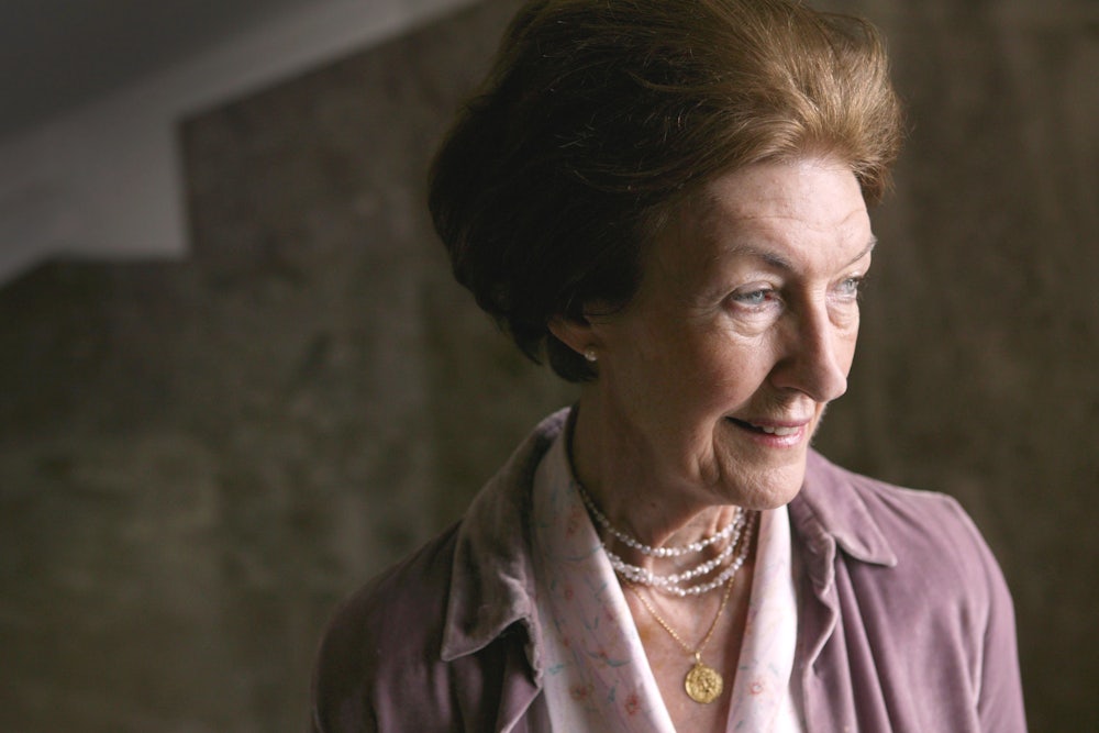 A close-up shot of author Shirley Hazzard in London in 2004