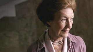 A close-up shot of author Shirley Hazzard in London in 2004