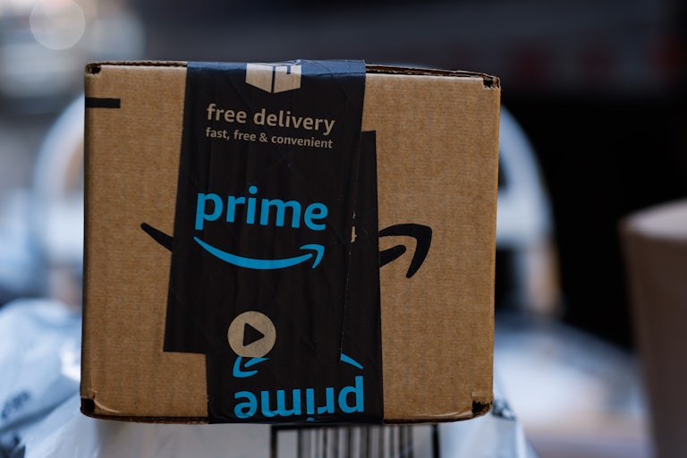 An Amazon Prime shipping box