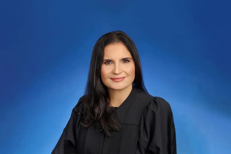 Judge Aileen Cannon portrait (blue background looks like a yearbook photo)
