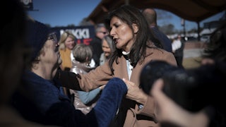 Nikki Haley greets supporters at Bamberg Veterans Park