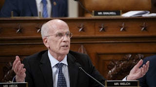 Vermont's at-large representative, Peter Welch, gestures during a House hearing.