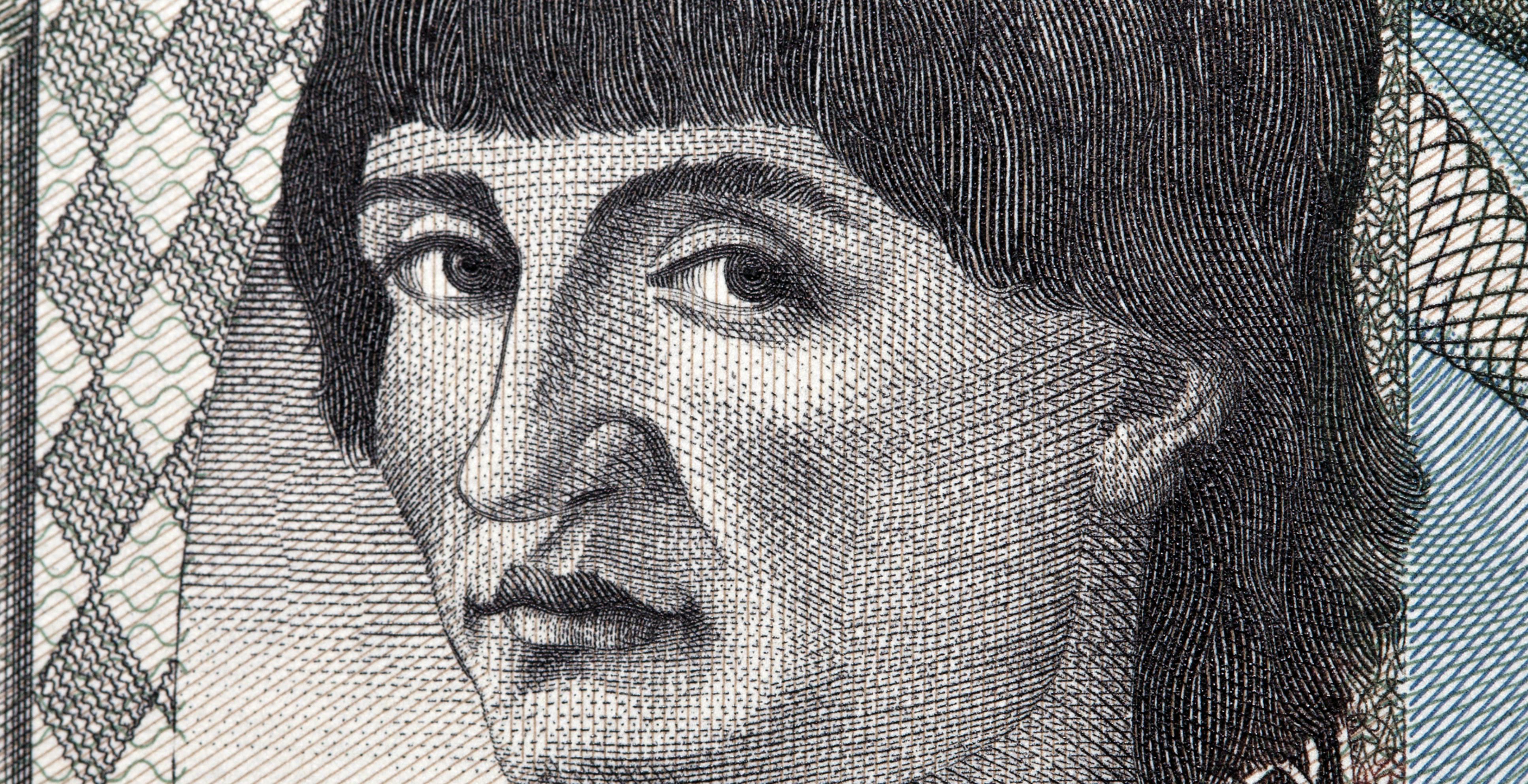  a closeup portrait of Niccolo Machiavelli found on Italian money