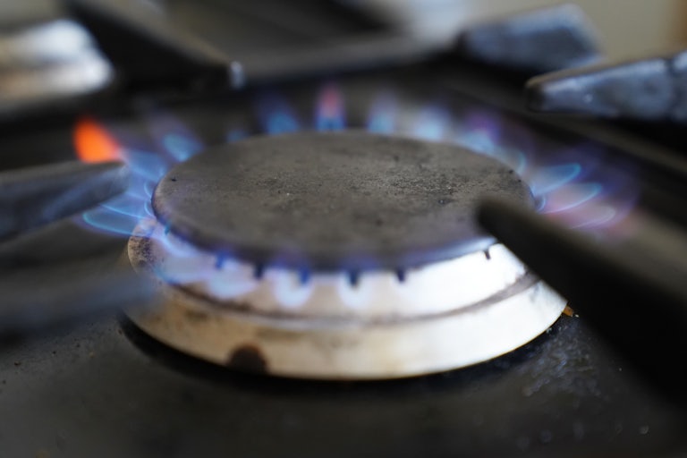 The burner on a gas stove