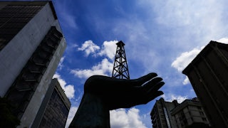Detail of a statue on the subject of oil in Caracas, Venezuela.