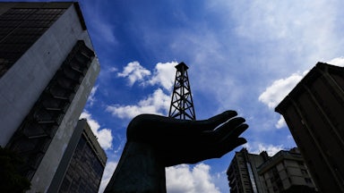 Detail of a statue on the subject of oil in Caracas, Venezuela.
