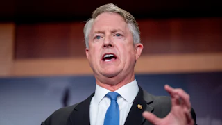 Senator Roger Marshall speaks during a news conference on Capitol Hill.