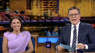 AOC and Stephen Colbert