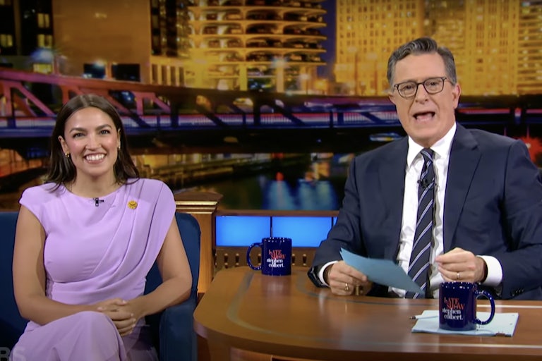 AOC and Stephen Colbert