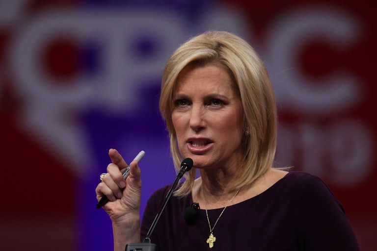 Laura Ingraham gestures as she speaks