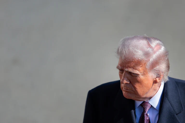 Donald Trump's face makeup looks particularly orange, with his neck much paler.