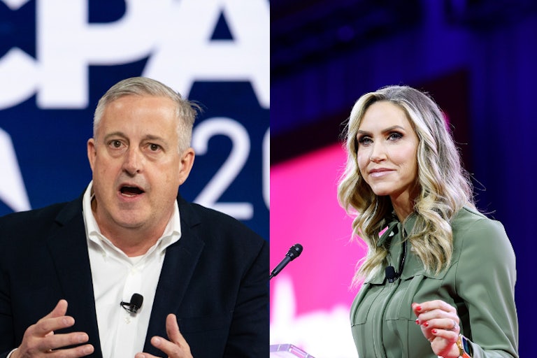 splitscreen of Michael Watley and Lara Trump