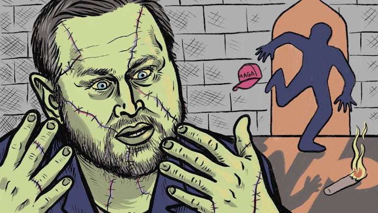 Illustration of JD Vance depicted as Frankenstein's monster