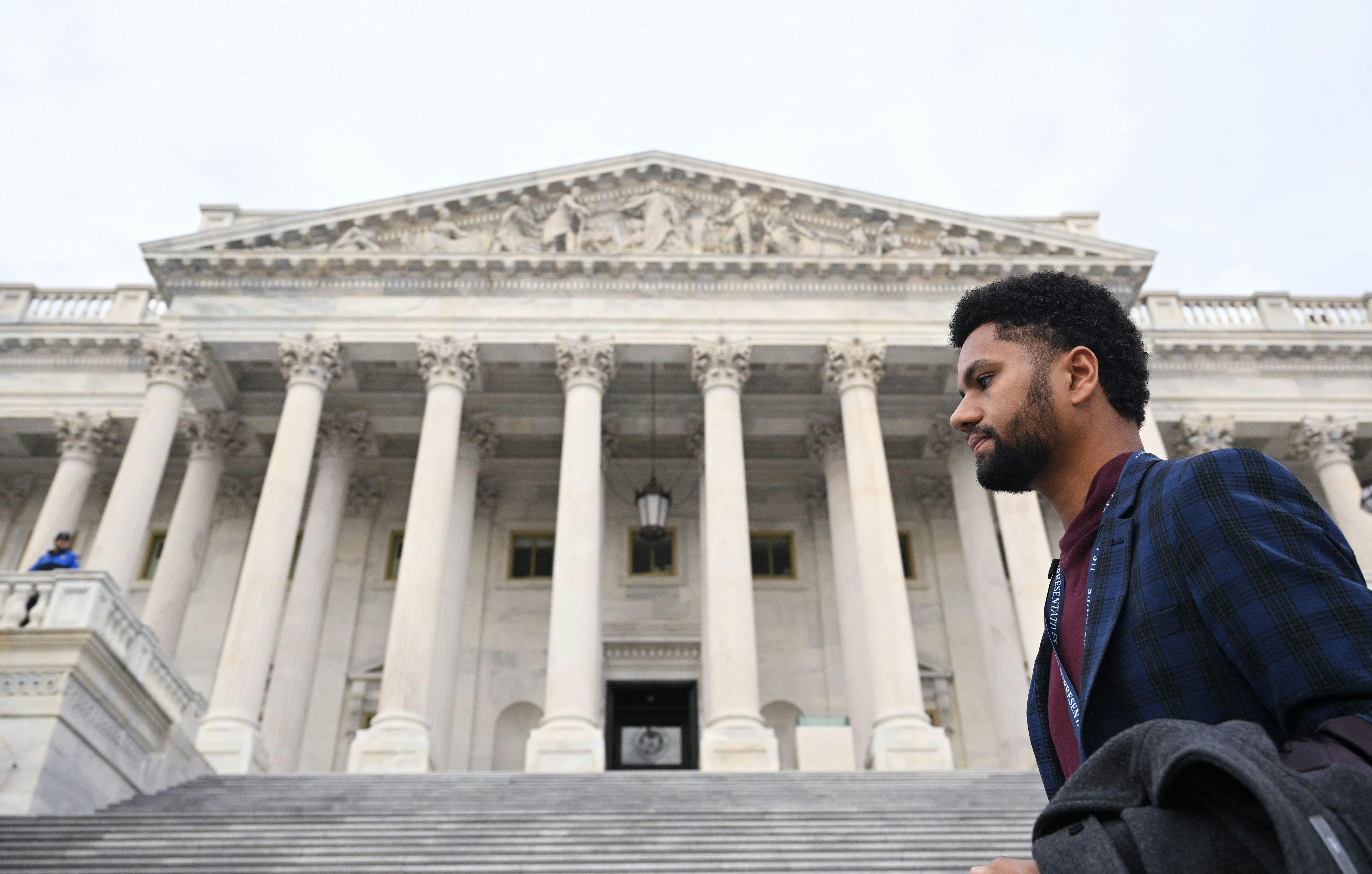 Representative-elect Maxwell Frost outside the U.S. Capitol 