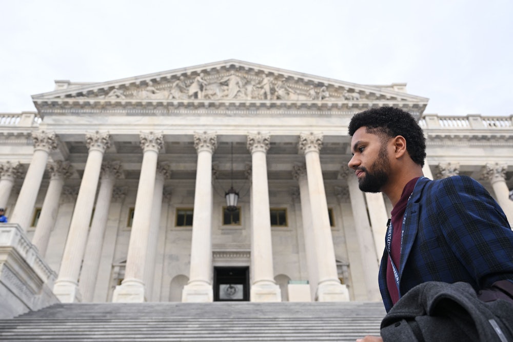 Representative-elect Maxwell Frost outside the U.S. Capitol