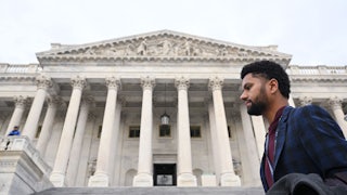 Representative-elect Maxwell Frost outside the U.S. Capitol