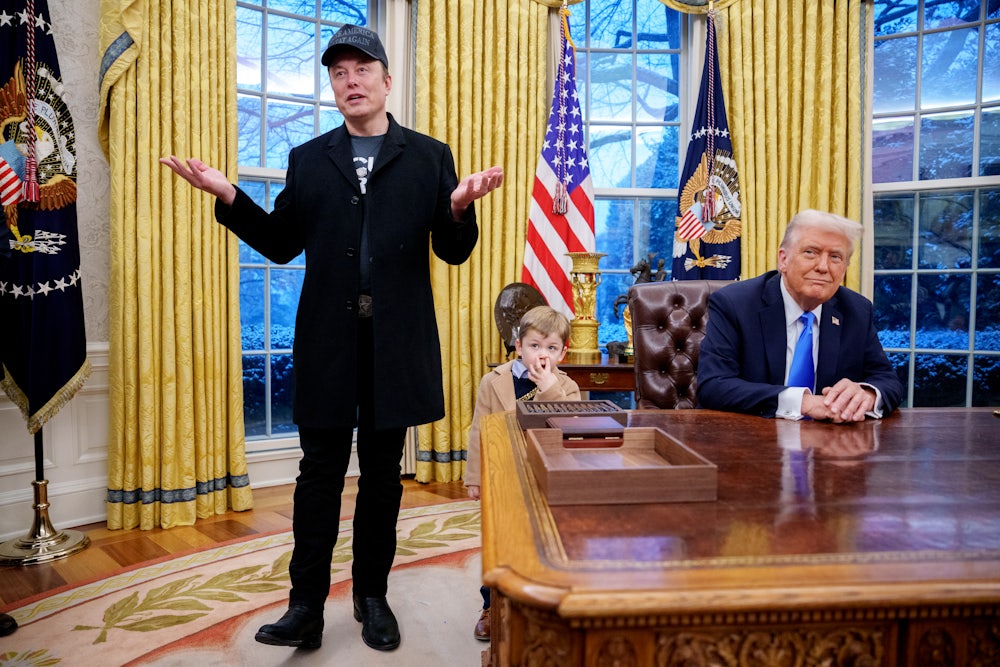 Elon Musk, his son, and Donald Trump in the White House’s Oval Office
