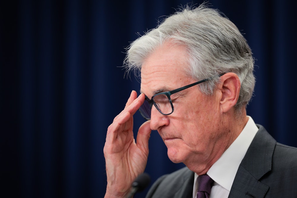 Federal Reserve Chairman Jerome Powell talks with reporters following the regular Federal Open Market Committee meetings.