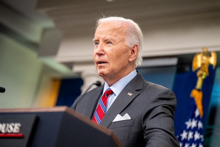 President Joe Biden in the Brady Press Briefing Room