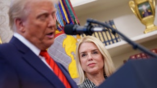 Trump and Attorney General Pam Bondi in the Oval Office