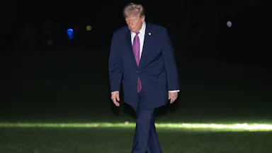 Donald Trump walking on the South Lawn of the White House