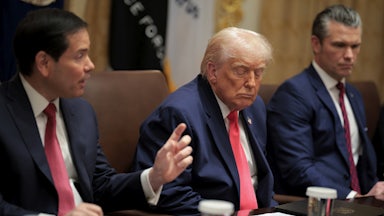 Donald Trump goes nighty-night during a cabinet meeting as Marco Rubio speaks to him.