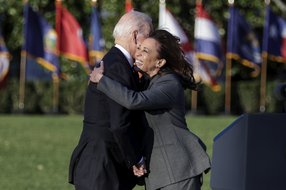 Kamala Harris embraces Joe Biden in November 2021.