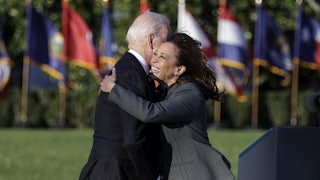 Kamala Harris embraces Joe Biden in November 2021.
