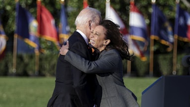 Kamala Harris embraces Joe Biden in November 2021.