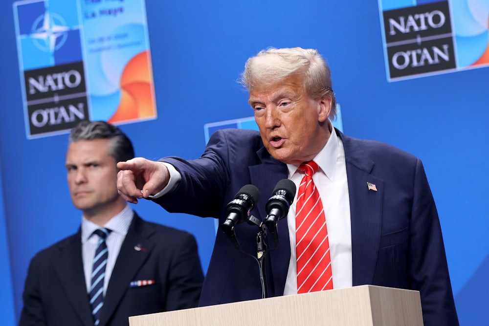 President Donald Trump attends a press conference following the NATO summit in The Hague, the Netherlands, on June 25, 2025.