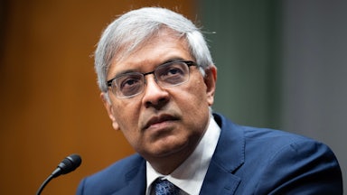 NIH Director Jay Bhattacharya sits during a Senate committee hearing