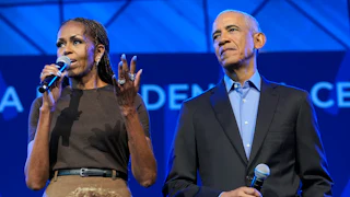 Barack and Michelle Obama at opening event for his presidential library