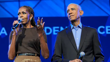 Barack and Michelle Obama at opening event for his presidential library