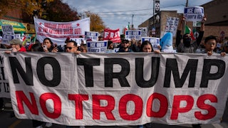 People protest in Chicago against the presence of federal immigration agents