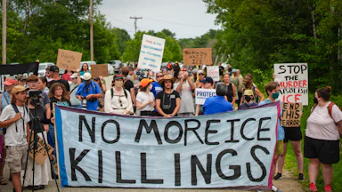 People protest against ICE in Biddeford, Maine
