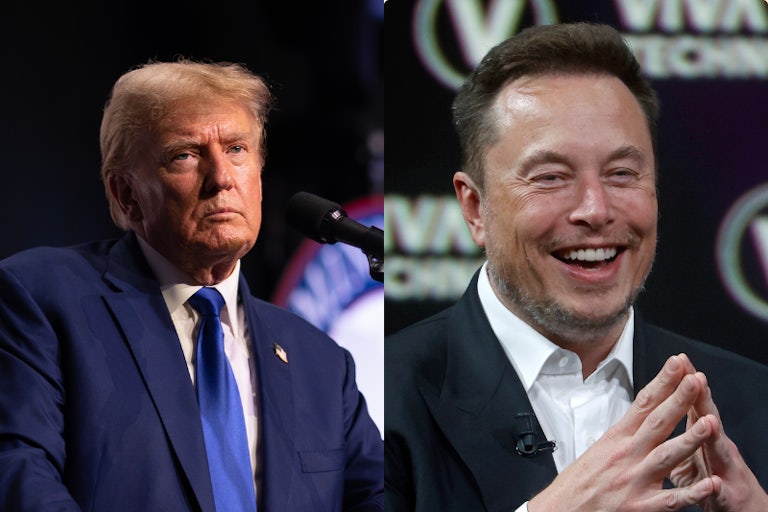 Donald Trump and Elon Musk splitscreen