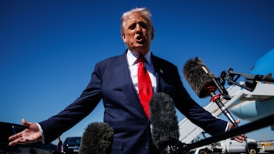 Trump speaking to reporters near Air Force One