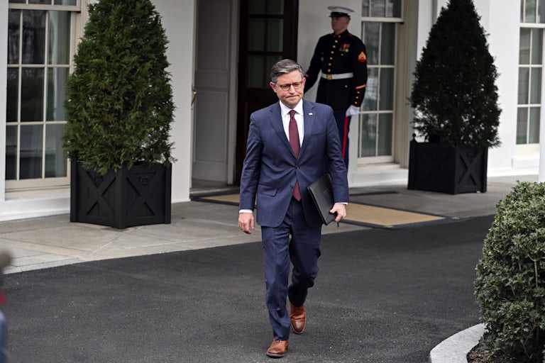 Mike Johnson walks away from the White House